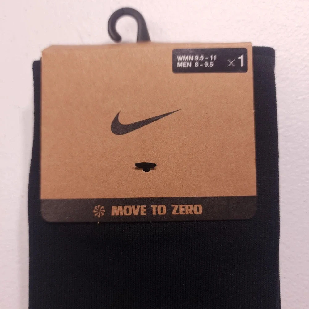 Nike Mens 9 11 Black Move To Zero Athletic Socks Swoosh NWT One Pair